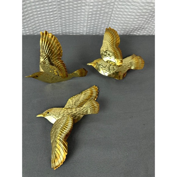 Home Interiors Other - 3 Vintage Home Interiors Metal Birds in Flight Wall Hanging Decor Retro MCM